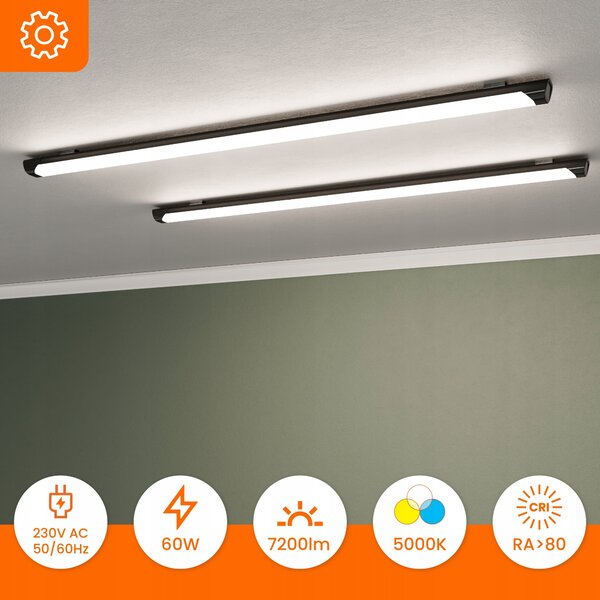 Průmyslové LED svítidlo 60 W, 7200 lm, 120 cm, neutrální bílá, IP65