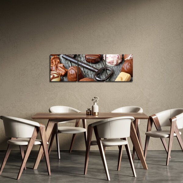 Obraz čokolády a klíče (s hodinami) (90x30 cm)