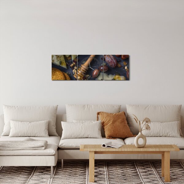 Obraz se sušeným ovocem (s hodinami) (90x30 cm)