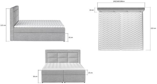 Eltap Čalouněná postel Vivre s úložným prostorem Materiál a barva potahu: Sawana 21 - šedá, Rozměr: 140x200