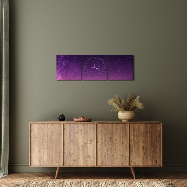 Obraz oblohy s padající hvězdou (s hodinami) (90x30 cm)