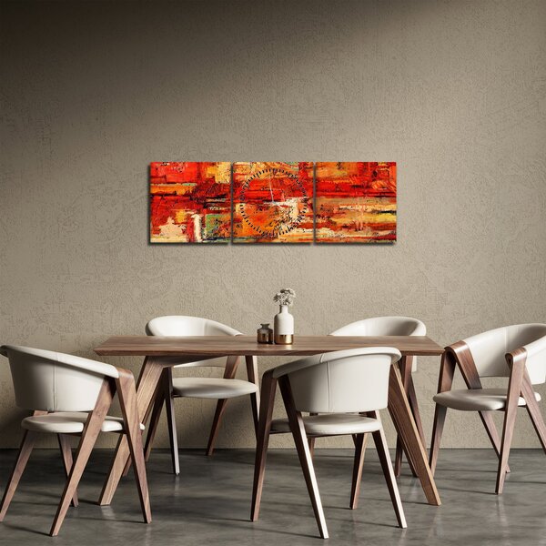 Obraz nástěnné malby (s hodinami) (90x30 cm)
