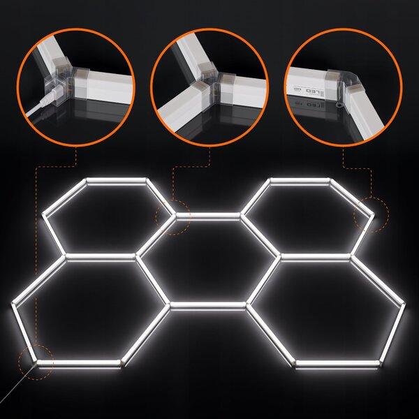 LED HEXAGON osvětlení do garáže 298 × 209 cm, IP54
