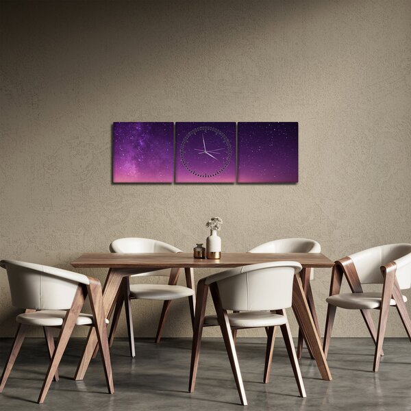 Obraz oblohy s padající hvězdou (s hodinami) (90x30 cm)