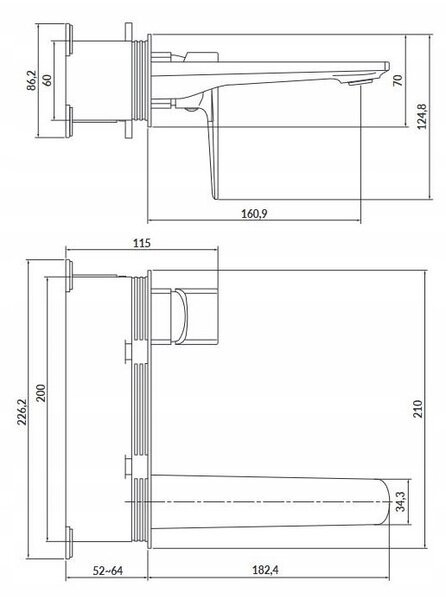 Cersanit Larga - podomítková umyvadlová baterie, černá, S951-385