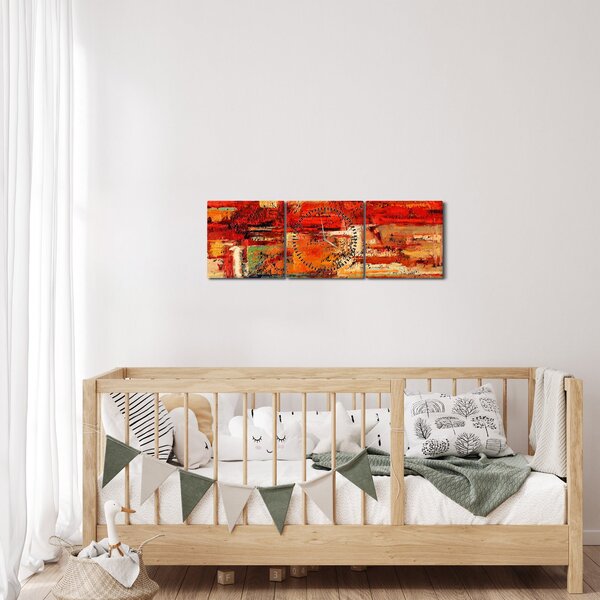 Obraz nástěnné malby (s hodinami) (90x30 cm)
