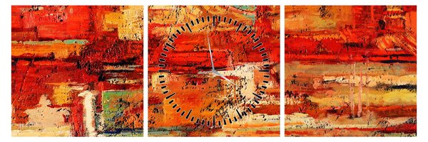 Obraz nástěnné malby (s hodinami) (90x30 cm)