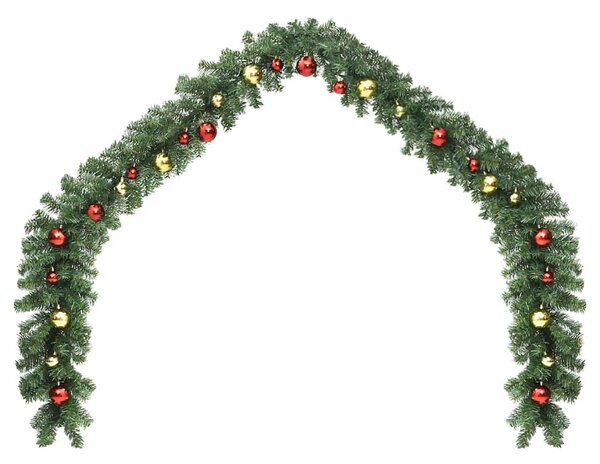 Vánoční girlanda ozdobená baňkami a LED světýlky 10 m 246407
