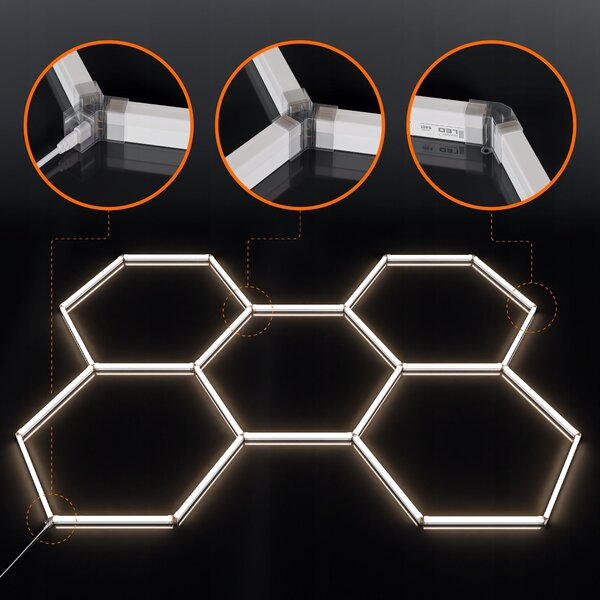 LED HEXAGON osvětlení do garáže 298 × 209 cm, IP54