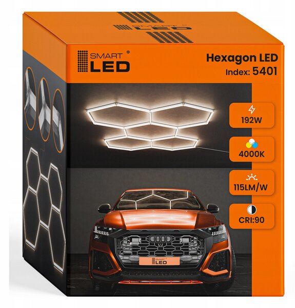 LED HEXAGON osvětlení do garáže 298 × 209 cm, IP54