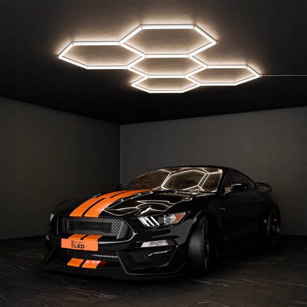 LED HEXAGON osvětlení do garáže 298 × 209 cm, IP54