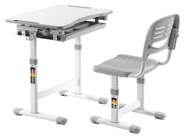 Vipack Nastavitelný dětský stůl Comfortline 201 s židlí šedý a bílý