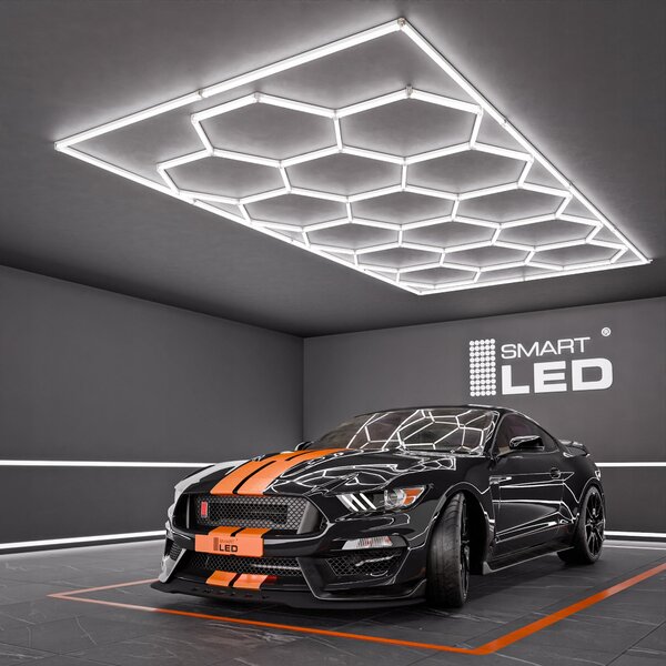 LED HEXAGON osvětlení do garáže 484 × 243 cm, IP54