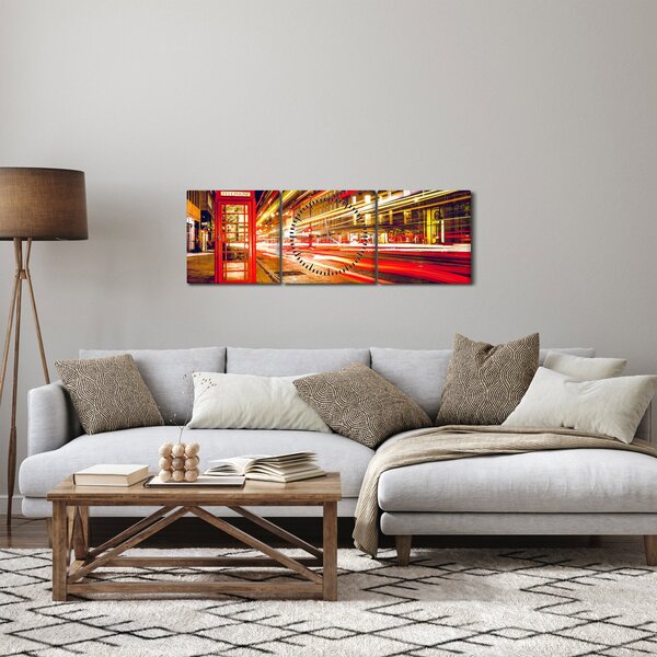 Obraz červené londýnské telefonní budky (s hodinami) (90x30 cm)
