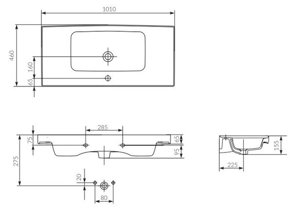 Cersanit Crea, závěsná skříňka s umyvadlem 100cm, set B117, dub, S801-290