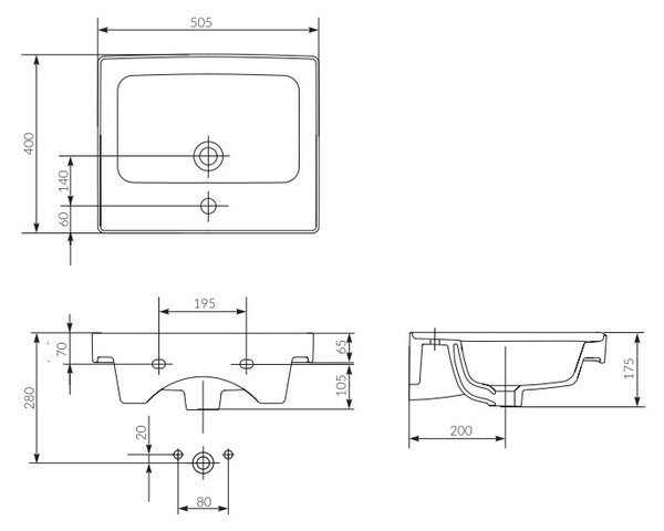 Cersanit Crea, závěsná skříňka s umyvadlem 50cm, set B113, dub, S801-287