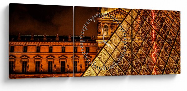 Obraz Louvre v Paříži (s hodinami) (90x30 cm)