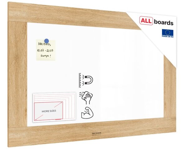Magnetická tabule PREMIUM 90x60 cm v rámu v barvě dubu, MP96OAK