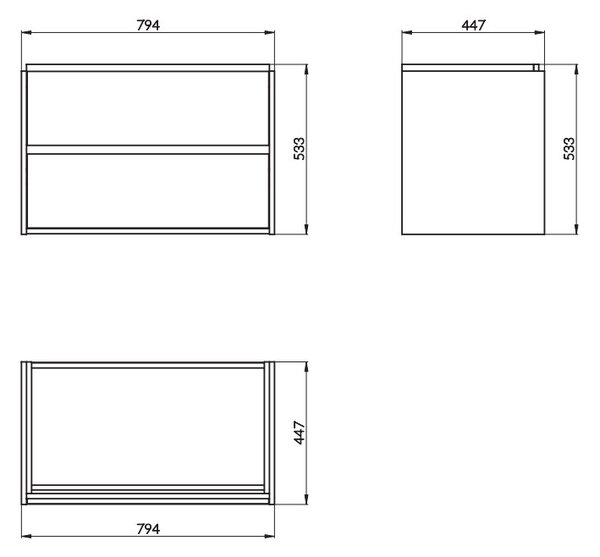 Cersanit Crea, závěsná skříňka s umyvadlem 80cm, set B115, dub, S801-289