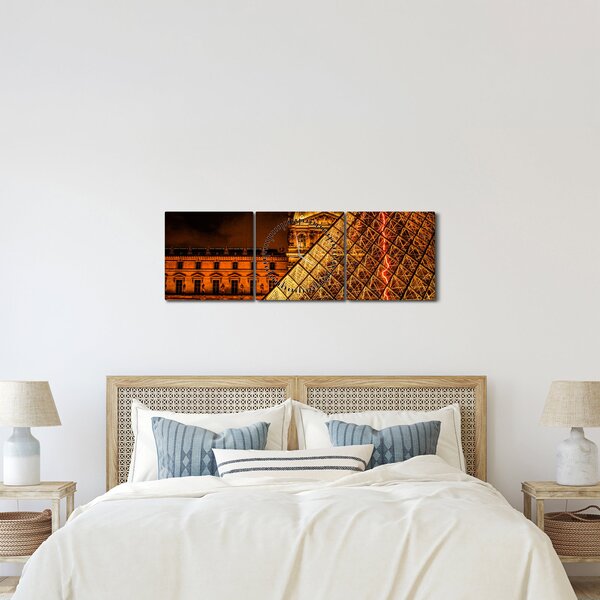 Obraz Louvre v Paříži (s hodinami) (90x30 cm)