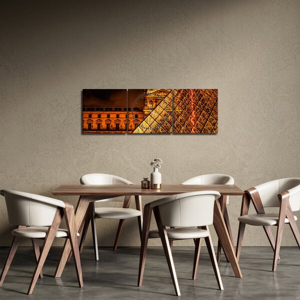 Obraz Louvre v Paříži (s hodinami) (90x30 cm)