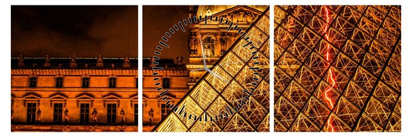 Obraz Louvre v Paříži (s hodinami) (90x30 cm)