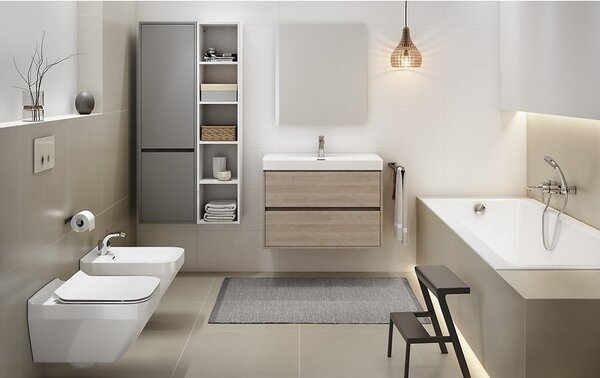 Cersanit Crea, závěsná skříňka s umyvadlem 80cm, set B115, dub, S801-289