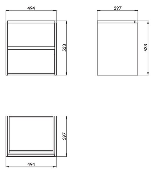 Cersanit Crea, závěsná skříňka s umyvadlem 50cm, set B113, dub, S801-287
