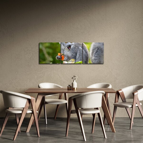 Obraz lemura (s hodinami) (90x30 cm)
