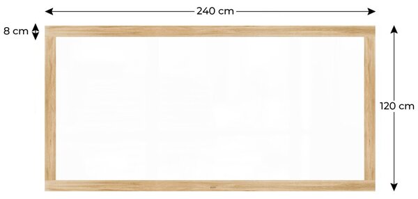 Magnetická tabule PREMIUM 240x120 cm v rámu v barvě dubu, MP2412OAK
