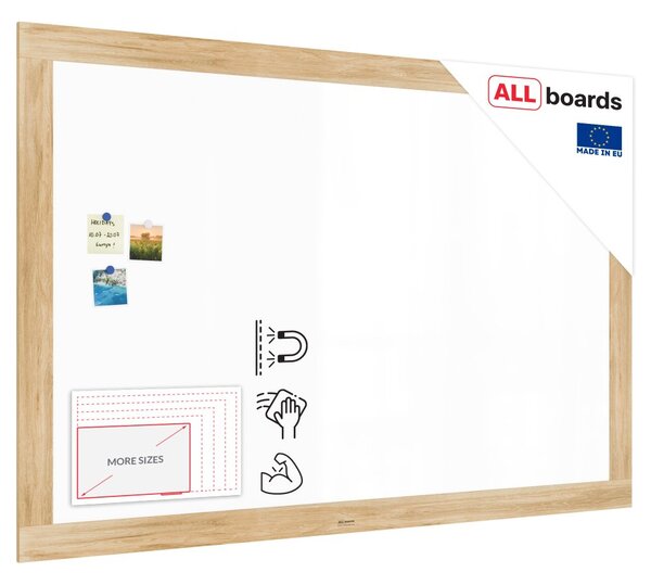 Magnetická tabule PREMIUM 180x120 cm v rámu v barvě dubu, MP1812OAK