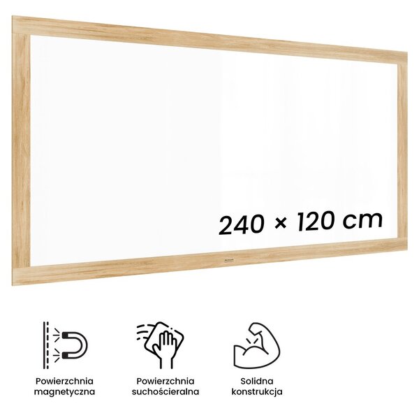 Magnetická tabule PREMIUM 240x120 cm v rámu v barvě dubu, MP2412OAK