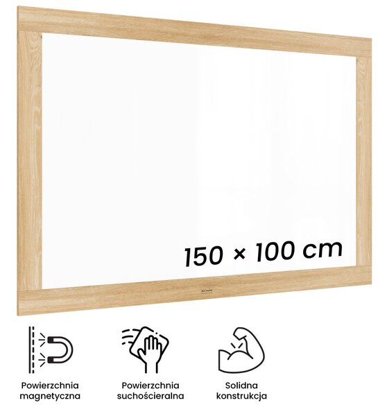 Magnetická tabule PREMIUM 150x100 cm v rámu v barvě dubu, MP1510OAK