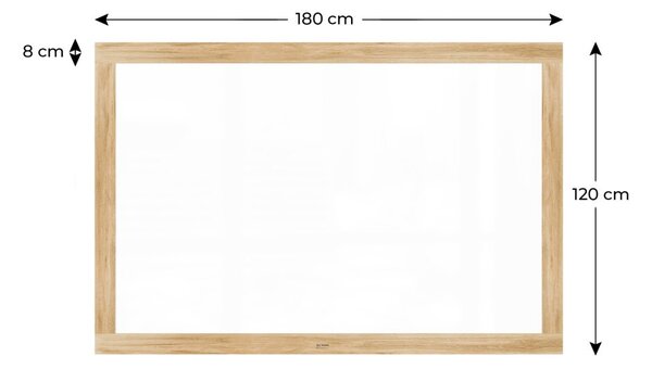 Magnetická tabule PREMIUM 180x120 cm v rámu v barvě dubu, MP1812OAK