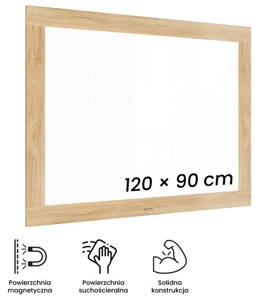 Magnetická tabule PREMIUM 120x90 cm v rámu v barvě dubu, MP129OAK
