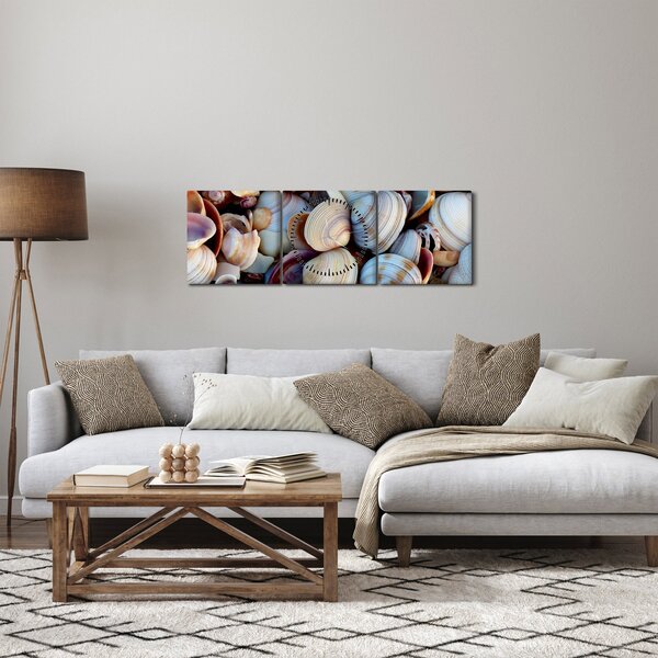 Obraz mušlí (s hodinami) (90x30 cm)