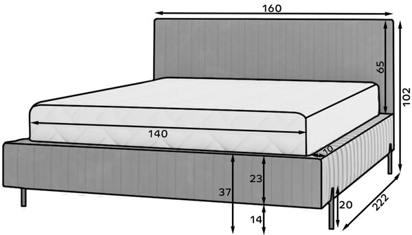 Eltap Čalouněná postel Plissa s úložným prostorem Materiál a barva potahu: Relax 38 - tmavě zelená, Rozměr: 140x200