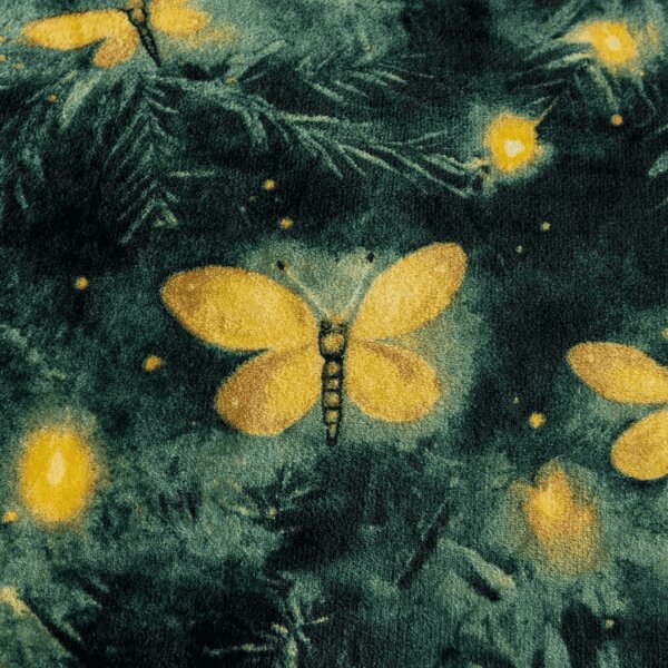Mikroplyšová deka YELLOW BUTTERFLY, tmavě zelená Rozměr: 160 x 200 cm