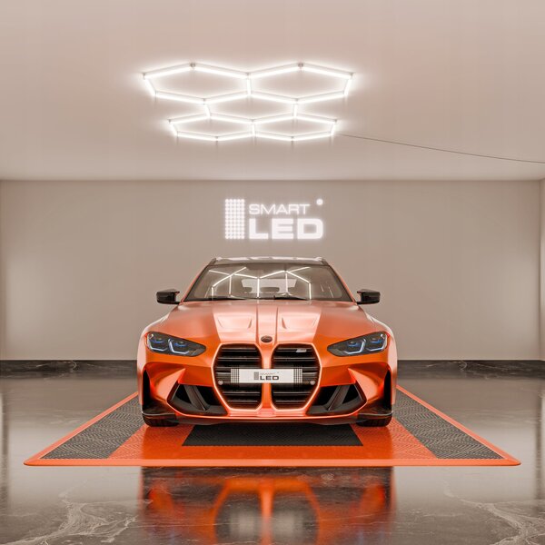 LED HEXAGON osvětlení do garáže 192 W, 221 × 160 cm, stmívatelné, neutrální bílá, IP54