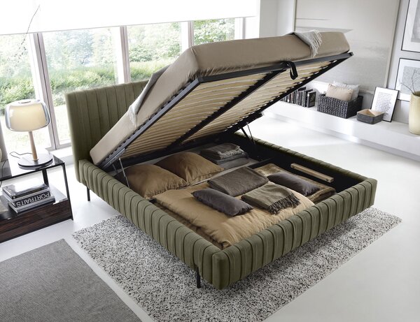 Eltap Čalouněná postel Plissa s úložným prostorem Materiál a barva potahu: Relax 38 - tmavě zelená, Rozměr: 140x200