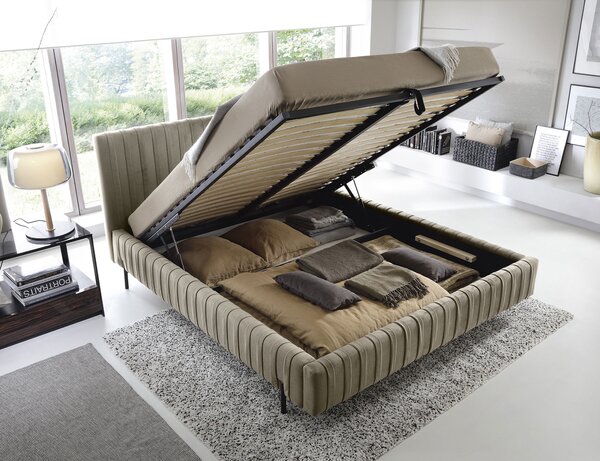 Eltap Čalouněná postel Plissa s úložným prostorem Materiál a barva potahu: Relax 38 - tmavě zelená, Rozměr: 140x200