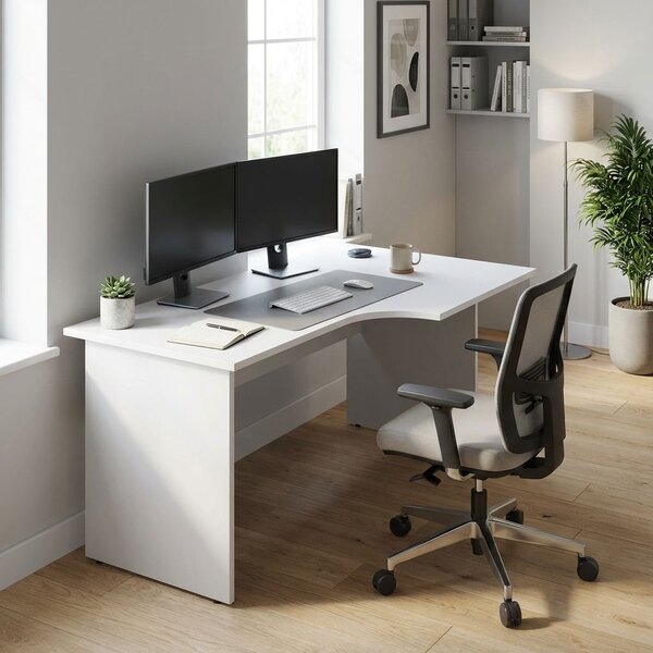 Ergonomický stůl Impress 160 x 90 cm, pravý, bílá