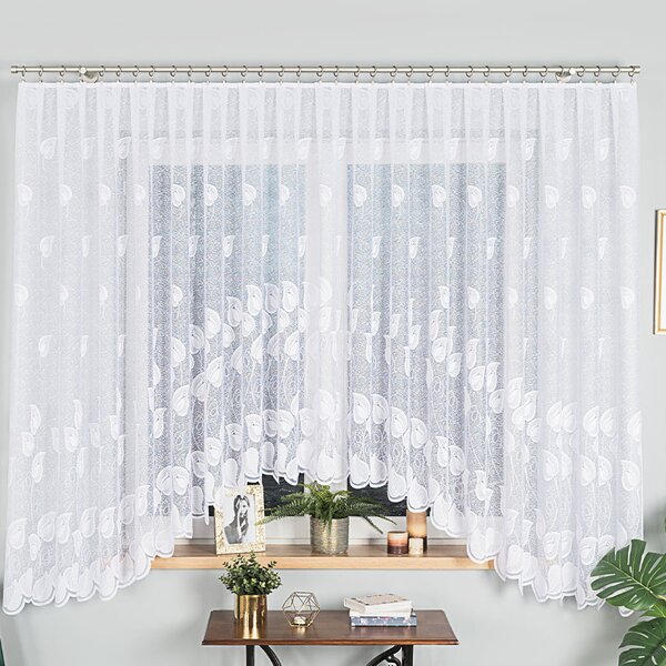 Bílá žakárová záclona NORA 450x180 cm
