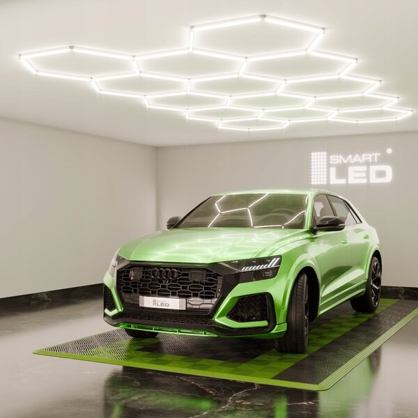 LED HEXAGON osvětlení do garáže 570 W, 522 × 298 cm, stmívatelné, neutrální bílá, IP54