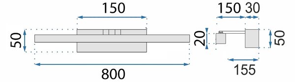 Toolight APP1862-1W, koupelnová LED svítilna, 800 mm, zlatá lesklá, OSW-66015