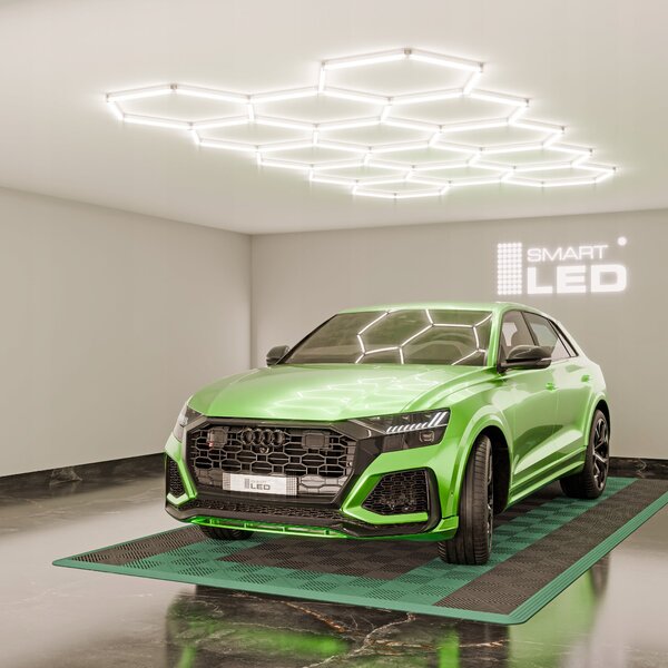 LED HEXAGON osvětlení do garáže 496 W, 420 × 234 cm, stmívatelné, neutrální bílá, IP54