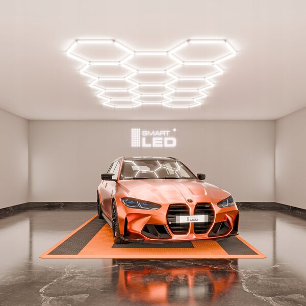 LED HEXAGON osvětlení do garáže 496 W, 420 × 234 cm, stmívatelné, neutrální bílá, IP54