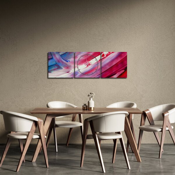 Obraz - růžovomodré barvy (s hodinami) (90x30 cm)