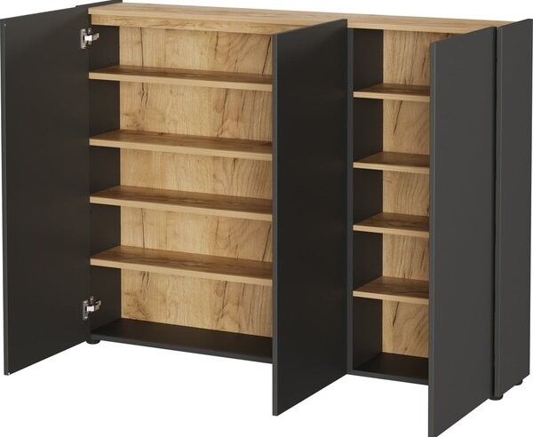 Antracitová skříňka v dekoru dubu 138x105x25 cm Libbiano – Germania