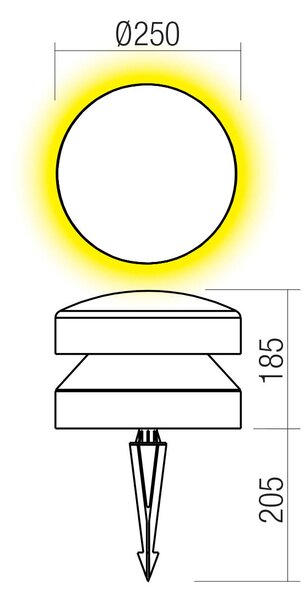 Redo Venkovní LED sloupek CLIFF 15W, v. 185 mm, IP65, 24V Barva: Antracit, Barva světla: 3000K, Úhel paprsku: 360°